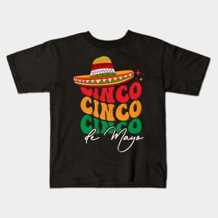 Retro Groovy Cinco de Mayo Fiesta Squad Family Matching Kids T-Shirt